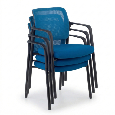 chaise visiteur bleu avec bras maille accoudoirs fixes 6