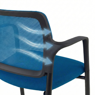 chaise visiteur bleu avec bras maille accoudoirs fixes 5
