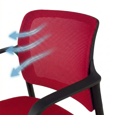 chaise visiteur rouge avec bras maille accoudoirs fixes 5