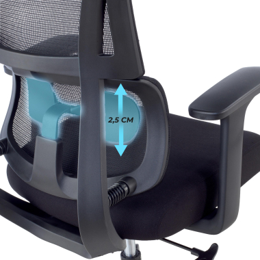 chaise ergonomique noir sans appui tete tissu accoudoirs fixes double soutien lombaire 6