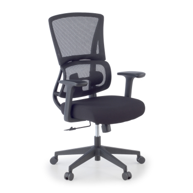 chaise ergonomique noir sans appui tete tissu accoudoirs fixes double soutien lombaire 1