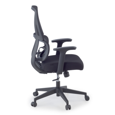 chaise ergonomique noir sans appui tete tissu accoudoirs fixes double soutien lombaire 4