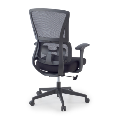 chaise ergonomique noir sans appui tete tissu accoudoirs fixes double soutien lombaire 10