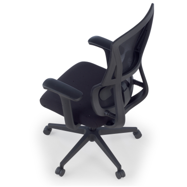 chaise ergonomique noir sans appui tete tissu accoudoirs fixes double soutien lombaire 12