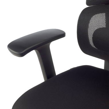 chaise ergonomique noir sans appui tete tissu accoudoirs fixes double soutien lombaire 14