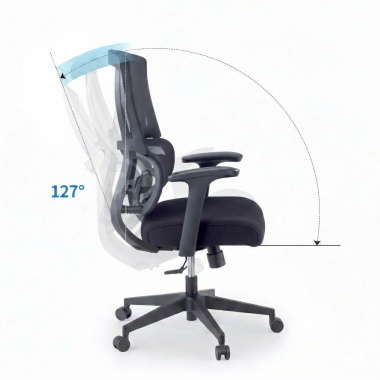 chaise ergonomique noir sans appui tete tissu accoudoirs fixes double soutien lombaire 7