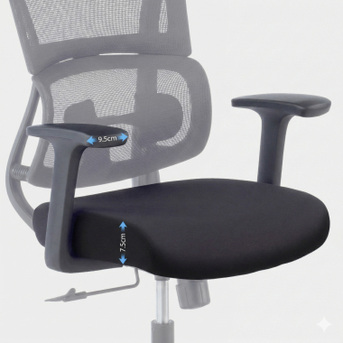 chaise ergonomique noir sans appui tete tissu accoudoirs fixes double soutien lombaire 9