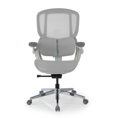 chaise ergonomique blanc gris erghos one sans appui tete maille accoudoirs reglables 3d double soutien lombaire 10