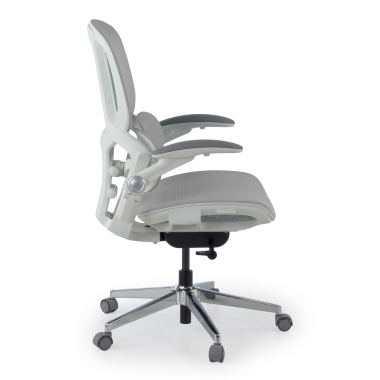 chaise ergonomique blanc gris erghos one sans appui tete maille accoudoirs reglables 3d double soutien lombaire 3
