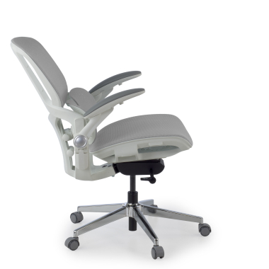chaise ergonomique blanc gris erghos one sans appui tete maille accoudoirs reglables 3d double soutien lombaire 4
