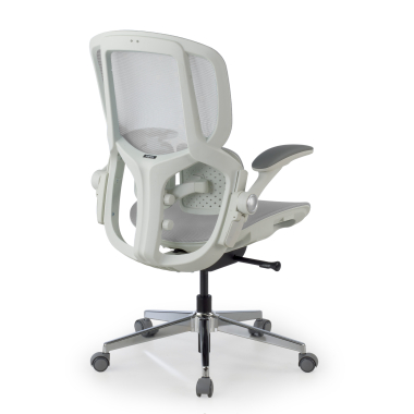 chaise ergonomique blanc gris erghos one sans appui tete maille accoudoirs reglables 3d double soutien lombaire 12