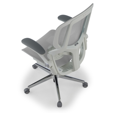 chaise ergonomique blanc gris erghos one sans appui tete maille accoudoirs reglables 3d double soutien lombaire 14