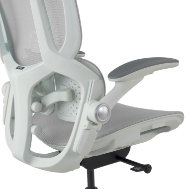 chaise ergonomique blanc gris erghos one sans appui tete maille accoudoirs reglables 3d double soutien lombaire 15