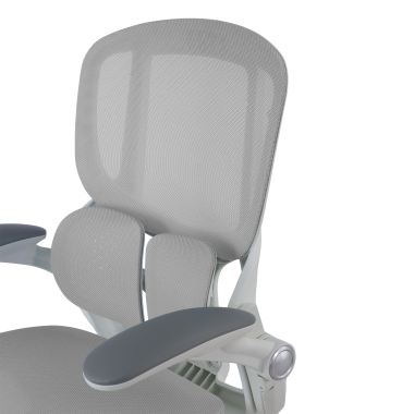 chaise ergonomique blanc gris erghos one sans appui tete maille accoudoirs reglables 3d double soutien lombaire 11