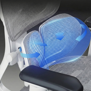chaise ergonomique blanc gris erghos one sans appui tete maille accoudoirs reglables 3d double soutien lombaire 7