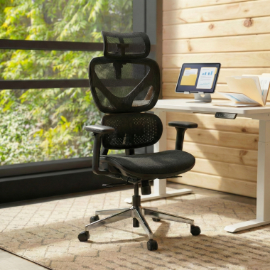 chaise ergonomique noir erghos air tissu accoudoirs reglables 3d soutien lombaire appui tete 2