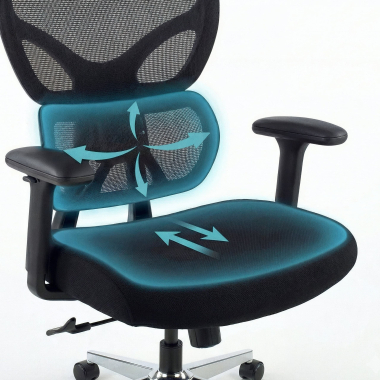 chaise ergonomique noir erghos air tissu accoudoirs reglables 3d soutien lombaire appui tete 6