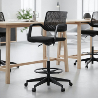 Tabouret de bureau Basel avec accoudoirs, assise tapissée