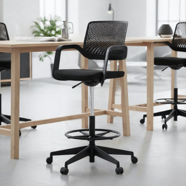 tabouret de bureau noir tabouret de bureau tissu accoudoirs fixes 2