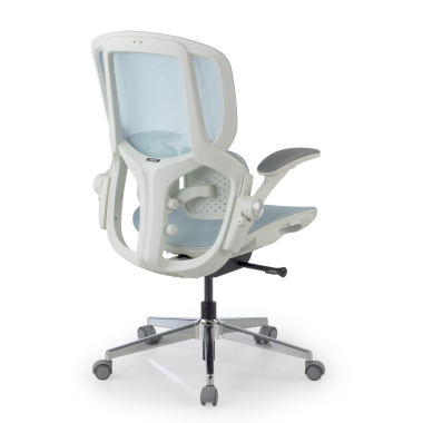 chaise ergonomique blanc bleu erghos one sans appui tete maille accoudoirs reglables 3d double soutien lombaire 11