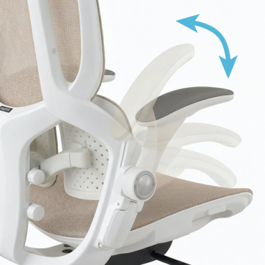 chaise ergonomique beige erghos one avec appui tete maille accoudoirs reglables 3d double soutien lombaire appui tete 6
