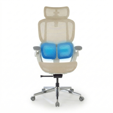 chaise ergonomique beige erghos one avec appui tete maille accoudoirs reglables 3d double soutien lombaire appui tete 7