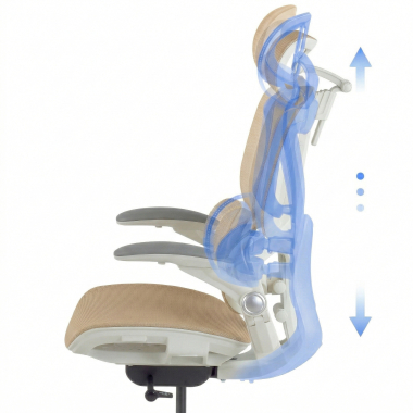 chaise ergonomique beige erghos one avec appui tete maille accoudoirs reglables 3d double soutien lombaire appui tete 10