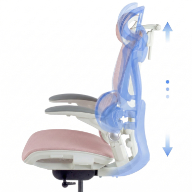 chaise ergonomique blanc rose erghos one avec appui tete maille accoudoirs reglables 3d double soutien lombaire appui tete 11