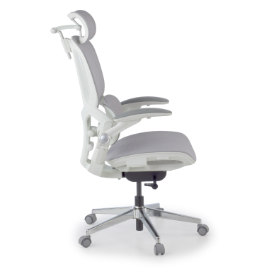 chaise ergonomique blanc gris erghos one avec appui tete maille accoudoirs reglables 3d double soutien lombaire appui tete 3