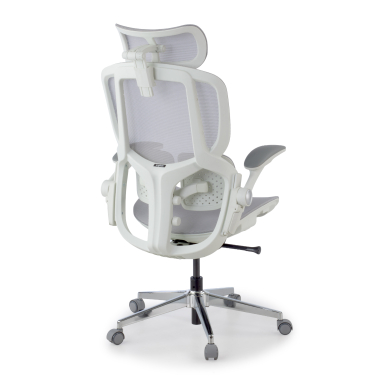 chaise ergonomique blanc gris erghos one avec appui tete maille accoudoirs reglables 3d double soutien lombaire appui tete 5