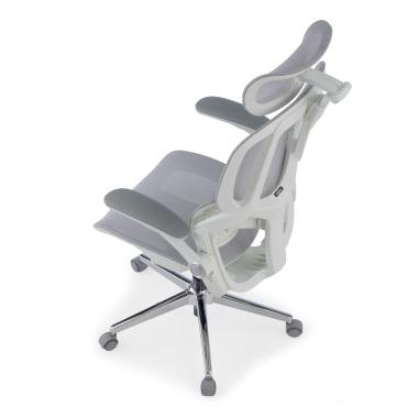 chaise ergonomique blanc gris erghos one avec appui tete maille accoudoirs reglables 3d double soutien lombaire appui tete 13