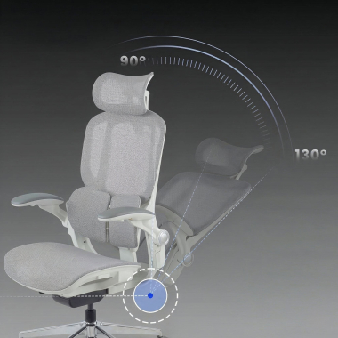 chaise ergonomique blanc gris erghos one avec appui tete maille accoudoirs reglables 3d double soutien lombaire appui tete 9