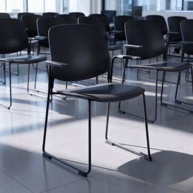 chaise de conference noir avec bras plastique accoudoirs fixes 2