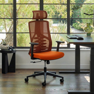 chaise ergonomique orange quick maille accoudoirs reglables 3d soutien lombaire appui tete 2