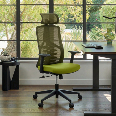 chaise ergonomique vert quick maille accoudoirs reglables 3d soutien lombaire appui tete 2