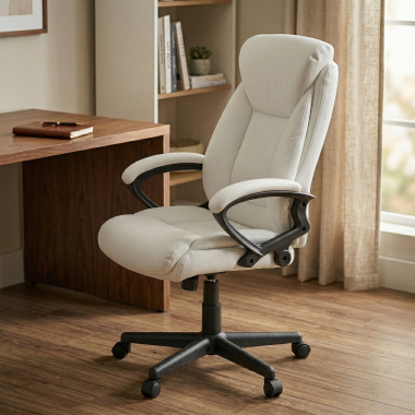 fauteuil de bureau blanc denis simil cuir accoudoirs rembourres 2