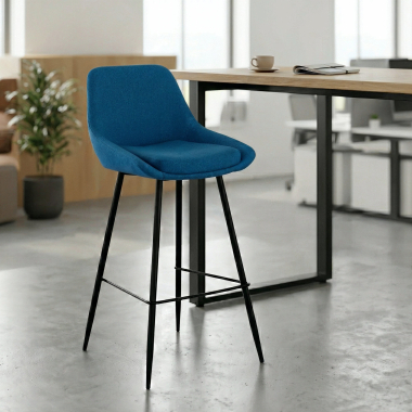 tabouret de bureau bleu giselle tissu accoudoirs rembourres 2