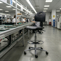 Tabouret de travail MaxWork X1, en polyuréthane rigide, avec anneau repose-pieds