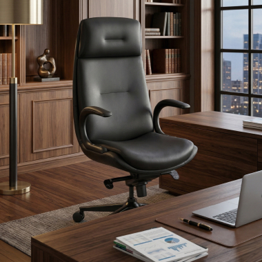 fauteuil de bureau noir kronberg simil cuir accoudoirs rembourres 2