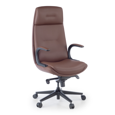 fauteuil de bureau marron kronberg simil cuir accoudoirs rembourres 1
