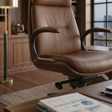 fauteuil de bureau marron kronberg simil cuir accoudoirs rembourres 13