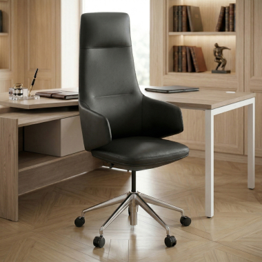 fauteuil de bureau noir kassel cuir authentique accoudoirs fixes 2