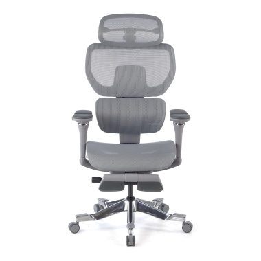 chaise ergonomique gris erghos x4 pro maille accoudoirs reglables 6d double soutien lombaire appui tete repose pieds extensible 11
