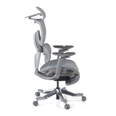 chaise ergonomique gris erghos x4 pro maille accoudoirs reglables 6d double soutien lombaire appui tete repose pieds extensible 12