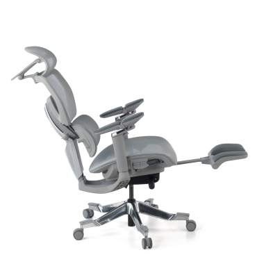 chaise ergonomique gris erghos x4 pro maille accoudoirs reglables 6d double soutien lombaire appui tete repose pieds extensible 13