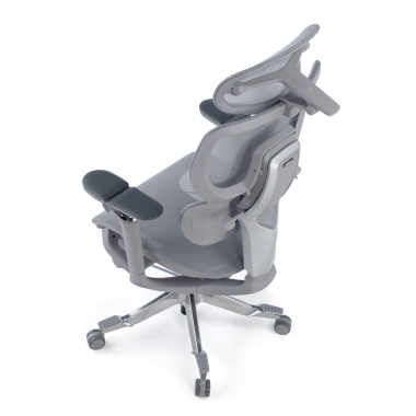 chaise ergonomique gris erghos x4 pro maille accoudoirs reglables 6d double soutien lombaire appui tete repose pieds extensible 15