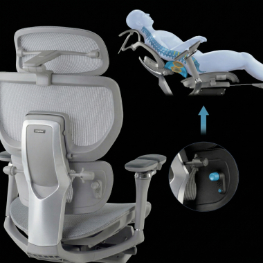chaise ergonomique gris erghos x4 pro maille accoudoirs reglables 6d double soutien lombaire appui tete repose pieds extensible 6