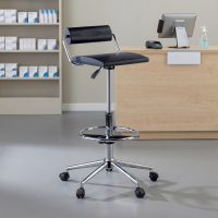 Tabouret de travail avec dossier Induro, en polyuréthane rigide
