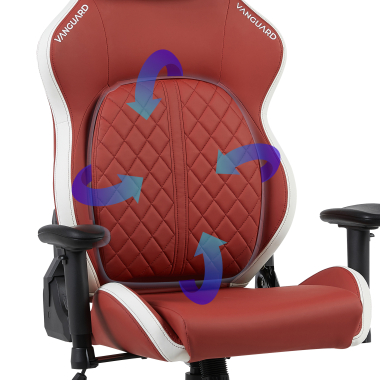 chaise gaming blanc rouge vanguard simil cuir accoudoirs mobiles coussin appuie tete appui tete 5
