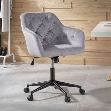 chaise pivotante gris rose tissu sans accoudoirs 2
